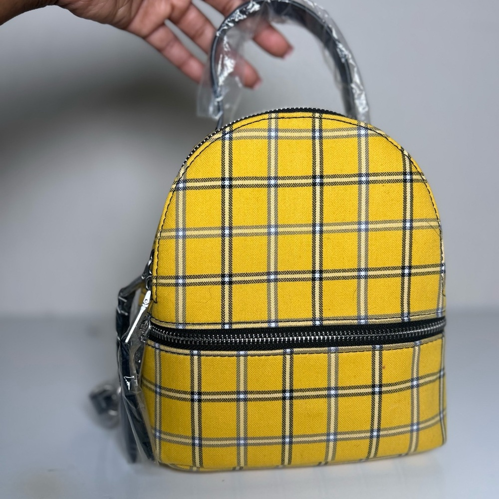 Steve Madden Yellow Plaid Women's Backpack